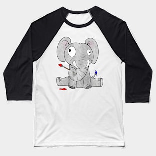 Elephant Artist Baseball T-Shirt